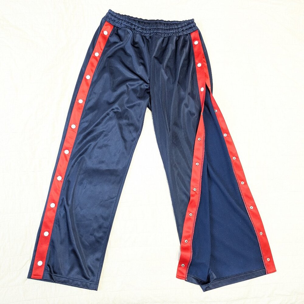 Navy Blue Snap-Trim Track Pants